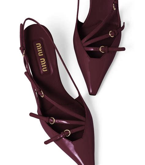 miu miu patent leather pumps with bow|Patent leather slingback pumps .